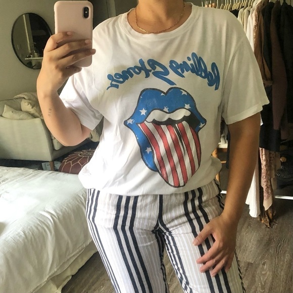 Daydreamer Rolling Stones Stars And Stripes Boyfriend Tee Small - Picture 3 of 10